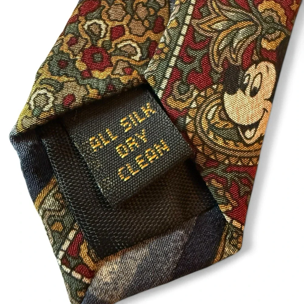 Vintage Disney Originals Micky Mouse 100% Silk Paisley Tie Made In USA